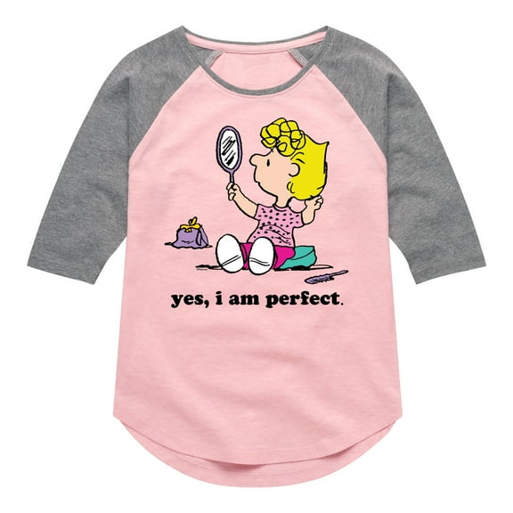 Peanuts - Yes I Am Perfect Sally - Toddler & Youth Girls Raglan Graphic T-Shirt