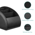 thumbnail image 4 of Fintie TV Remote Control Holder Desktop Organizer - PU Leather Storage Caddy with 5 Compartments Fits Office Supplies, Makeup Brush, Black Large, 4 of 7