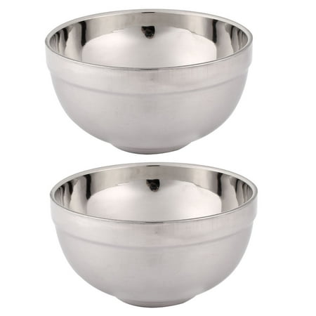 Home Kitchen Stainless Steel Rice Bowl Food Holder Silver Tone 5