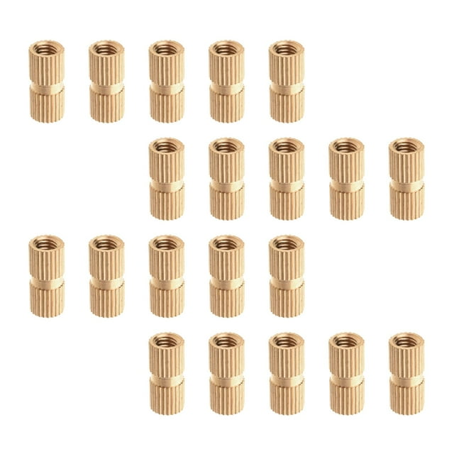 Wekity Écrous Moletés Filetage Femelle M5x7mm, 100 Pcs OD Laiton Fileté Insert Écrous d'Injection Joint Soudé Hydraulique Assortiment Kit pour Impression 3D Moulage par Injection-0621