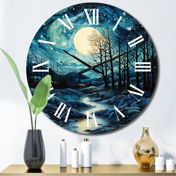 Designart "Emerald Glacier Glacial Majesty painting" Landscapes Oversized Wall Clock