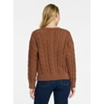 thumbnail image 5 of Time and Tru Women's Cable Knit Cardigan Sweater with Long Sleeves, Lightweight, Sizes XS-XXXL, 5 of 7