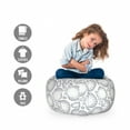 thumbnail image 2 of Shells Storage Toy Bag Chair, Pointilist Style Dotwork Outline Scallops Seashells and Tiny Sea Stones, Stuffed Animal Organizer Washable Bag, Large Size, Night Blue and White, by Ambesonne, 2 of 3