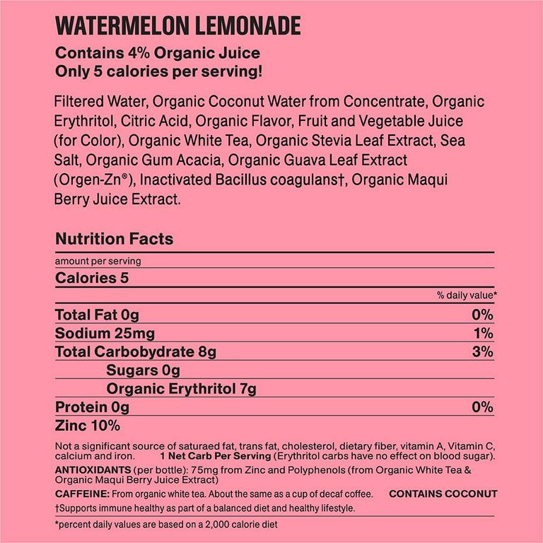 Core Water Beverage, Organic, Watermelon Lemon 16.9 Oz