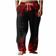 thumbnail image 2 of Pantalones largos para hombre, cintura elástica, transpirables, cómodos, suaves, informales, de playa, de poliéster., 2 of 5