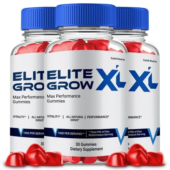 (3 Pack) Elite Grow XL Gummies for Men, Advanced Formula, Elite Grow XL Supplement for Men All Natural Maximum Strength