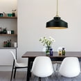 thumbnail image 3 of Industrial Round Matte Black Shade Shade 16 Inch Pendant with Brass Pole, Hand-polished Ceiling Light with Metal, Unique Elegant Ceiling Lamp, Pendant Lighting for Living Room, Dining Room, Bedroom, 3 of 10
