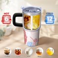 thumbnail image 6 of Rose 20oz Stainless Steel Tumbler with Handle and Straw – Insulated Travel Cup with Sliding Lid, 360° Full Wrap Printed Mug for Home, Outdoor & Sports Use, Flower, 6 of 6