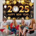 thumbnail image 4 of Fondos de feliz año nuevo 2025 en negro y dorado para fotografía, fondo de cuenta regresiva Banner de fiesta de año nuevo Accesorio de fotografía familiar para niños, 4 of 5