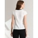 thumbnail image 3 of Top plisado Allegra K de oficina con cuello En V y manga Casquillo para Mujer Blanco S, 3 of 6