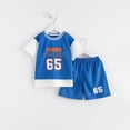 thumbnail image 2 of Clothes Sets for Toddler Boys Summer Children's Short Sleeved Round Neck Fake Two-Piece Set, Drying Casual Sports Two Piece Elastic Waist Pants Short Sleeve Tops Summer Sets for Boys（1-12 Years）, 2 of 5