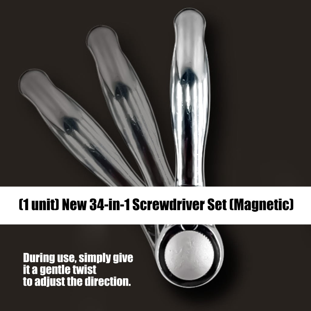 34 Piece Screwdriver Set With Alloy Steel Bits Ergonomic Handle For Craft Repairs