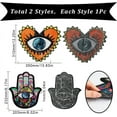 thumbnail image 2 of 2 Styles Evil Eye Clothes Patches No Glue Large Sequin Patches Hand Eyes Heart Evil Eyes Embroidered Badge Applique Motif Sew On Patches for DIY Sewing Crafts Jacket Jeans Clothing Handbags, 2 of 6