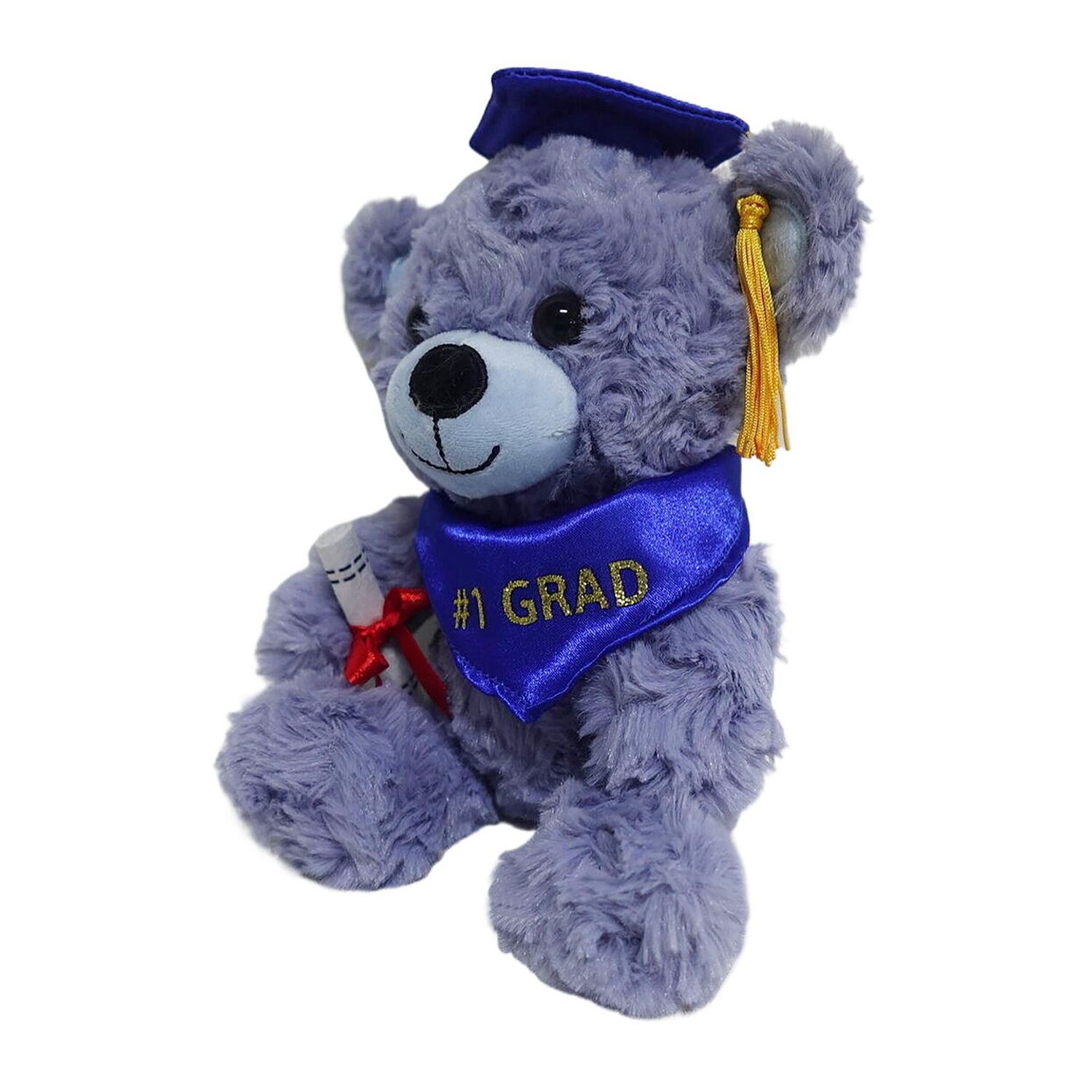 Way to Celebrate Small Curly Plush Bear Blue, 9inch