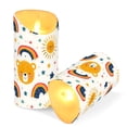 thumbnail image 3 of Bear and Sun Rainbow Flameless Candles 2 PCS with Remote Realistic Moving Flame LED Tapered Pillar Set for Home Decor, 3 of 7