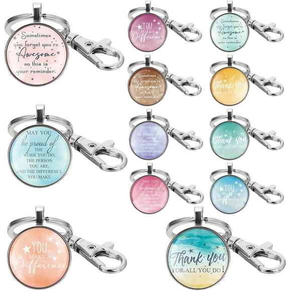 12 Pcs Employee Appreciation Gifts Christmas Thank You Keychain Bulk for Staff Coworker Team