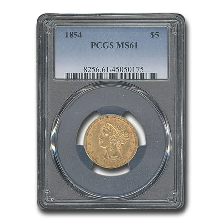 1854 $5 Liberty Gold Half Eagle MS-61 PCGS