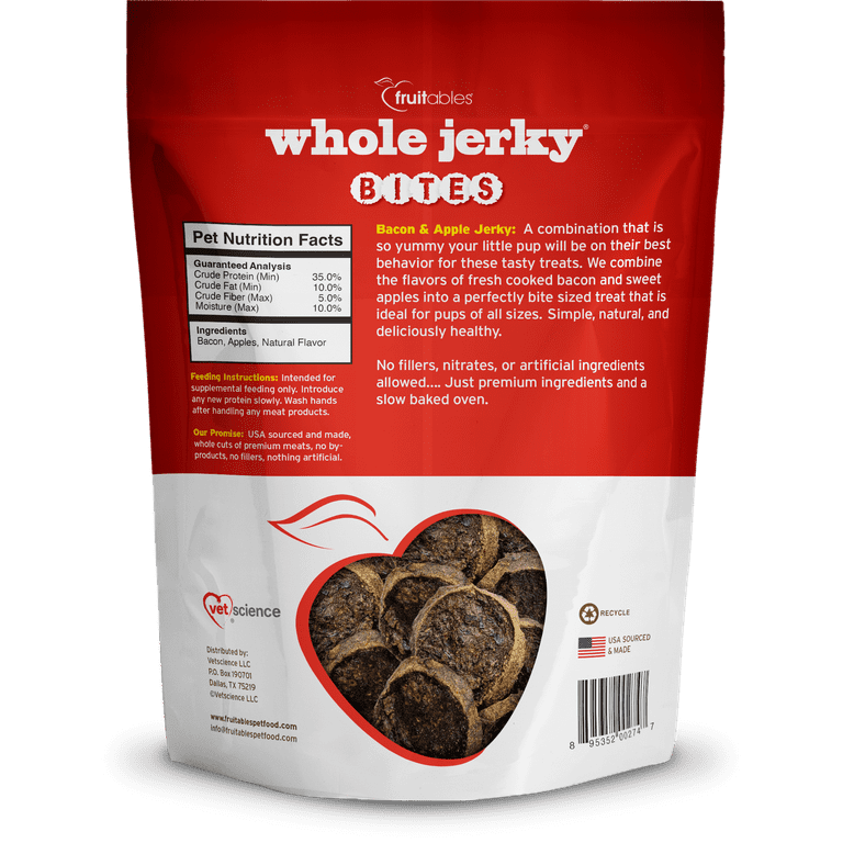 Fruitables Small Dog Jerky Treats Bacon Apple Flavor Dry Jerky 5oz Walmart