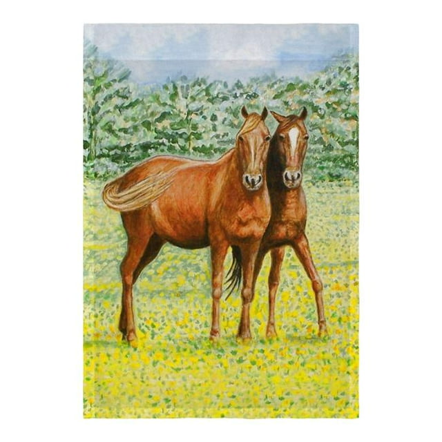 Betsy Drake FL057G Drapeau à Deux Chevaux - 28 x 40 Po.