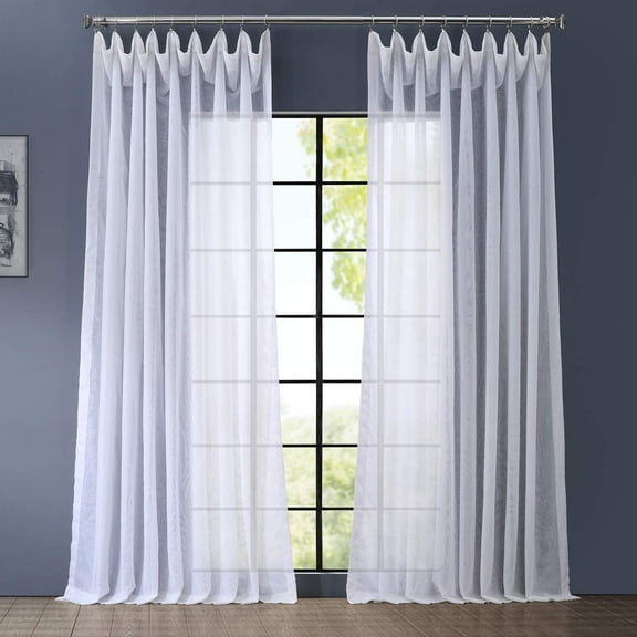 Half Price Drapes Signature Double Layered & Double Wide Sheer Single Curtain Panel