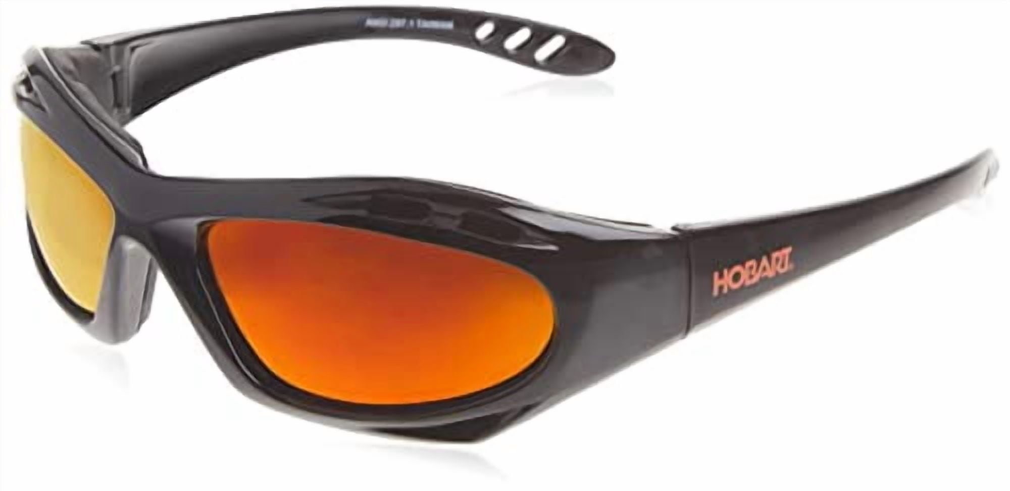 Hobart Mirrored Safety Glasses, 5.0 Shade Mirrored Lenses, Black Frames, Model# 770726