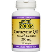 Natural Factors Coenzyme Q10 200 mg, Natural Coenzyme Q10 Supplement for Energy, Heart and Cognitive Support, 60 Softgels