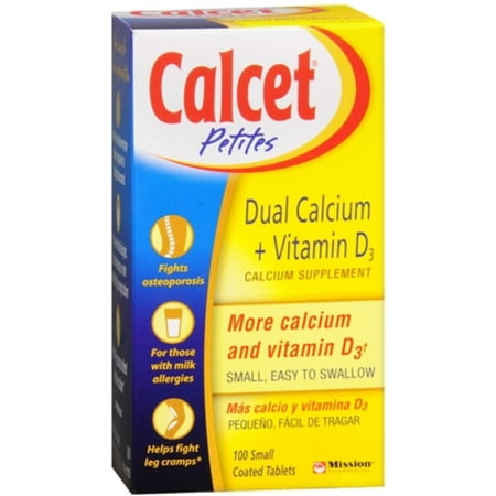 Calcet Petites Dual Calcium +  Vitamin D3 Tablets 100 Tablets (Pack of