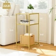 thumbnail image 2 of 3-Tier Side Tables Set of 2, Slim Sofa Tables with Tempered Glass, Storage Nightstands for Living Room, Bedroom (Golden), 2 of 8