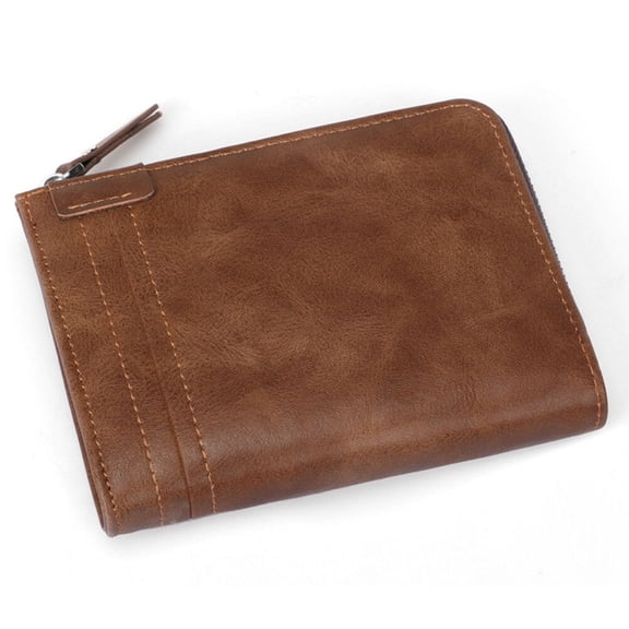 LOLIPPYY Rfid Blocking Block Wallet in Brown with Zipper Pocket for Men Cash and Cards