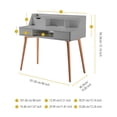 thumbnail image 3 of Teamson Home Creativo 40" Modern Writing Desk with Drawers & Storage, Gray, 3 of 8