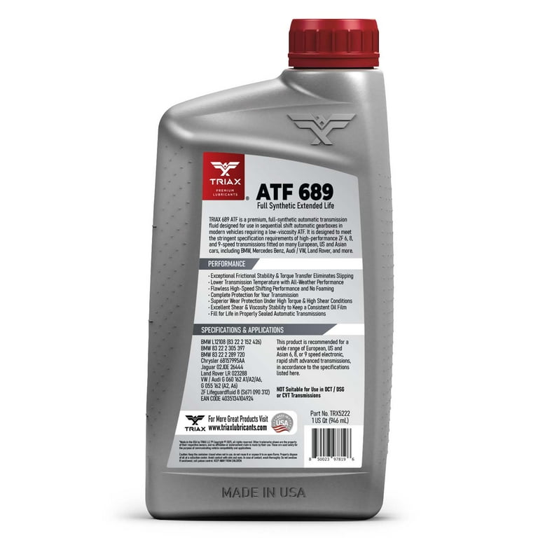 TRIAX ATF 689 Full Synthetic Transmission Fluid, ZF 6HP 8HP 9HP