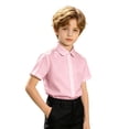 thumbnail image 4 of Shadoumai Girls Button Down Dress Shirts Kids Summer Short Sleeve Shirts for School Uniform Wedding Party Size 2-20,Pink(9-10 Years), 4 of 7