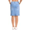 thumbnail image 3 of INSPIRE CHIC Women's Denim Skirt Casual High Waisted Pockets Above the Knee Stretchy Jean Pencil Skirts M Light Blue, 3 of 6
