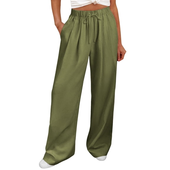 yillto Womens Straight Leg Pants Elastic Waist Drawstring Loose Causal Trousers Pant with Pockets
