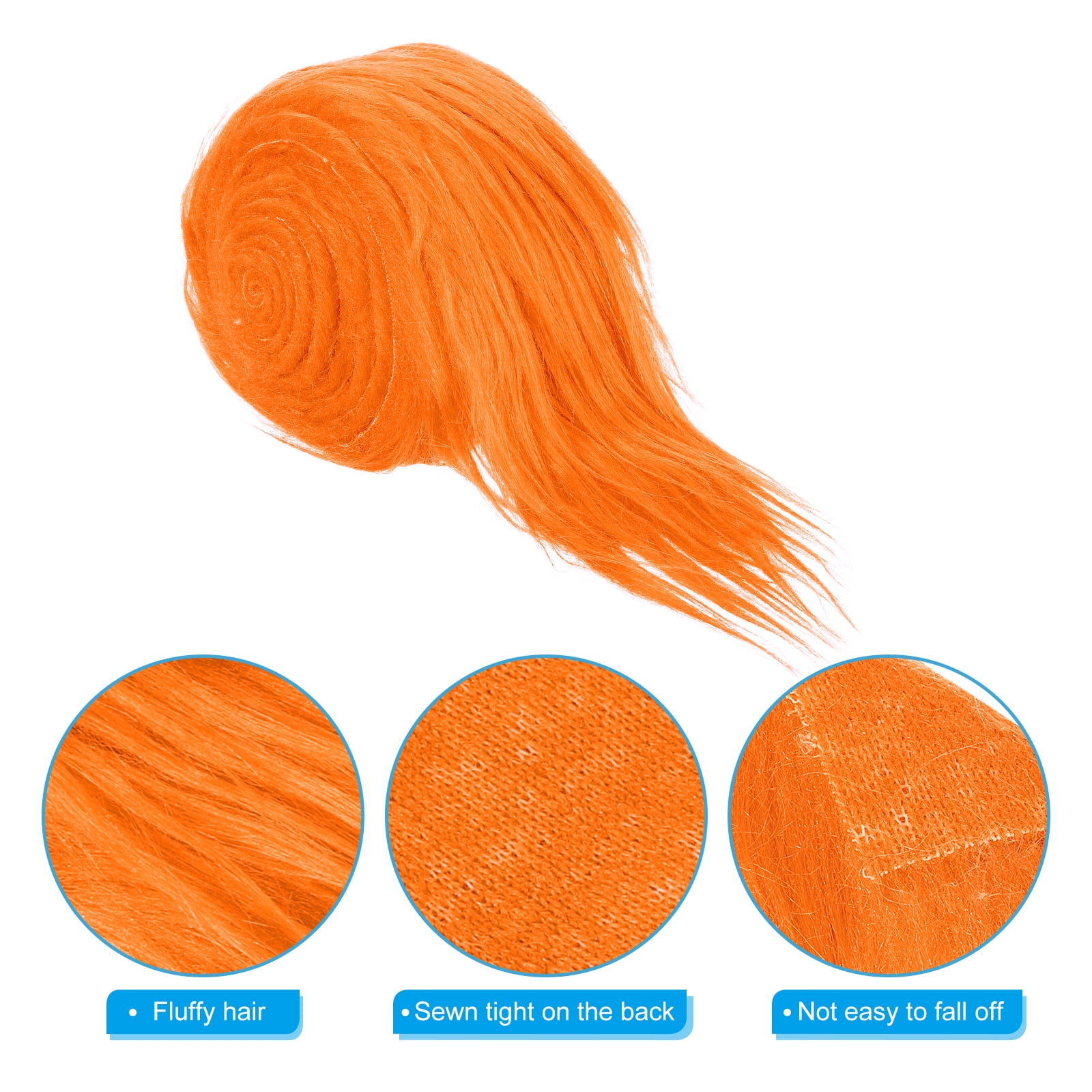Uxcell Plush Faux Fur Fabric Precut Strips, 59" x 2" Fluffy Faux Fur Ribbon, Orange 4Pack