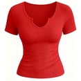 thumbnail image 3 of iHengLiXing Plus Size Womens Tops Dressy Casual Women Casual Round Neck Short Sleeve Solid Pullover Blouse T-shirt Tops Loose Brown XXXL, 3 of 5