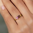 thumbnail image 4 of Gem Stone King 18K Yellow Gold Plated Silver Ring Heart Shape Pink Moissanite and Garnet Red (1.10 Cttw, Size 9), 4 of 6