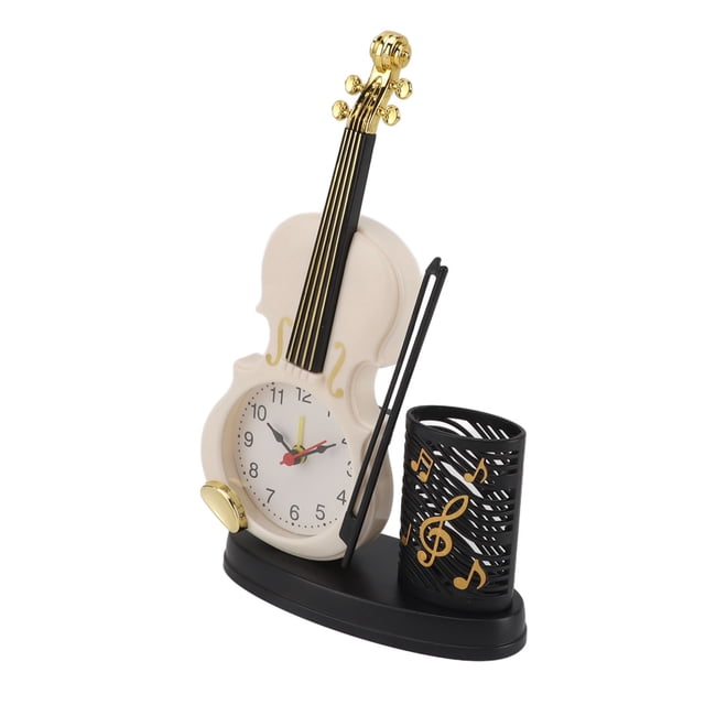 Reloj Despertador De Violín, Reloj De Mesa De Moda Retro Con Función De Sacapuntas, Reloj De Cabecera único Para Amantes De La Música