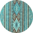 thumbnail image 1 of Ahgly Company Indoor Round Abstract Light Blue Modern Area Rugs, 5' Round, 1 of 4