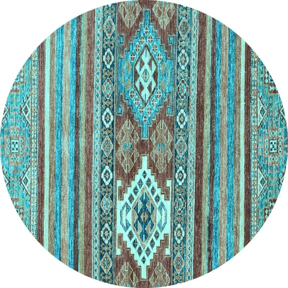 Ahgly Company Indoor Round Abstract Light Blue Modern Area Rugs, 5' Round