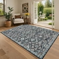 thumbnail image 2 of Hasoo Washable Living Room Area Rug 10x13 Large Modern Floral Soft Non Slip Indoor Black/Blue Carpet, 2 of 6