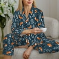 thumbnail image 6 of Fotbe Playful Foxes Forest Blues Pattern Long Sleeve Pajama Set for Women,Sleepwear Set,2-piece Loungewear Set,Soft PJs Comfy Nightwear with Pockets -, 6 of 7