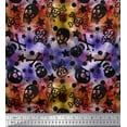thumbnail image 1 of Soimoi Crepe Silk Fabric Star,Crossbones & Skull Halloween Print Fabric by The Yard 42 Inch Wide, 1 of 1