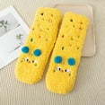 thumbnail image 2 of Xfvqtps Women Wool Socks Extra Thick Winter Warm Cute Embroidery Non Slip Home Cotton Floor Socks Yellow, 2 of 8