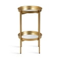 thumbnail image 4 of Kate and Laurel Celia Round Metal Foldable Tiered Side Table, 16 x 26, Gold, Modern Accent Table with Mirrored Magnetic Tray Tabletops and Space-Saving Folding Base, 4 of 9
