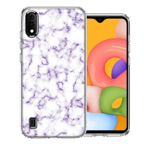 MUNDAZE For Samsung A01 Purple Marble Design Double Layer Phone Case Cover