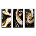 thumbnail image 2 of Designart "Black White Gold Wave Liquid Dimension I" Abstract Spirals Framed Wall Art Set Of 3 - Gold Transitional Frame Canvas Set For Living Room Decor, 2 of 6