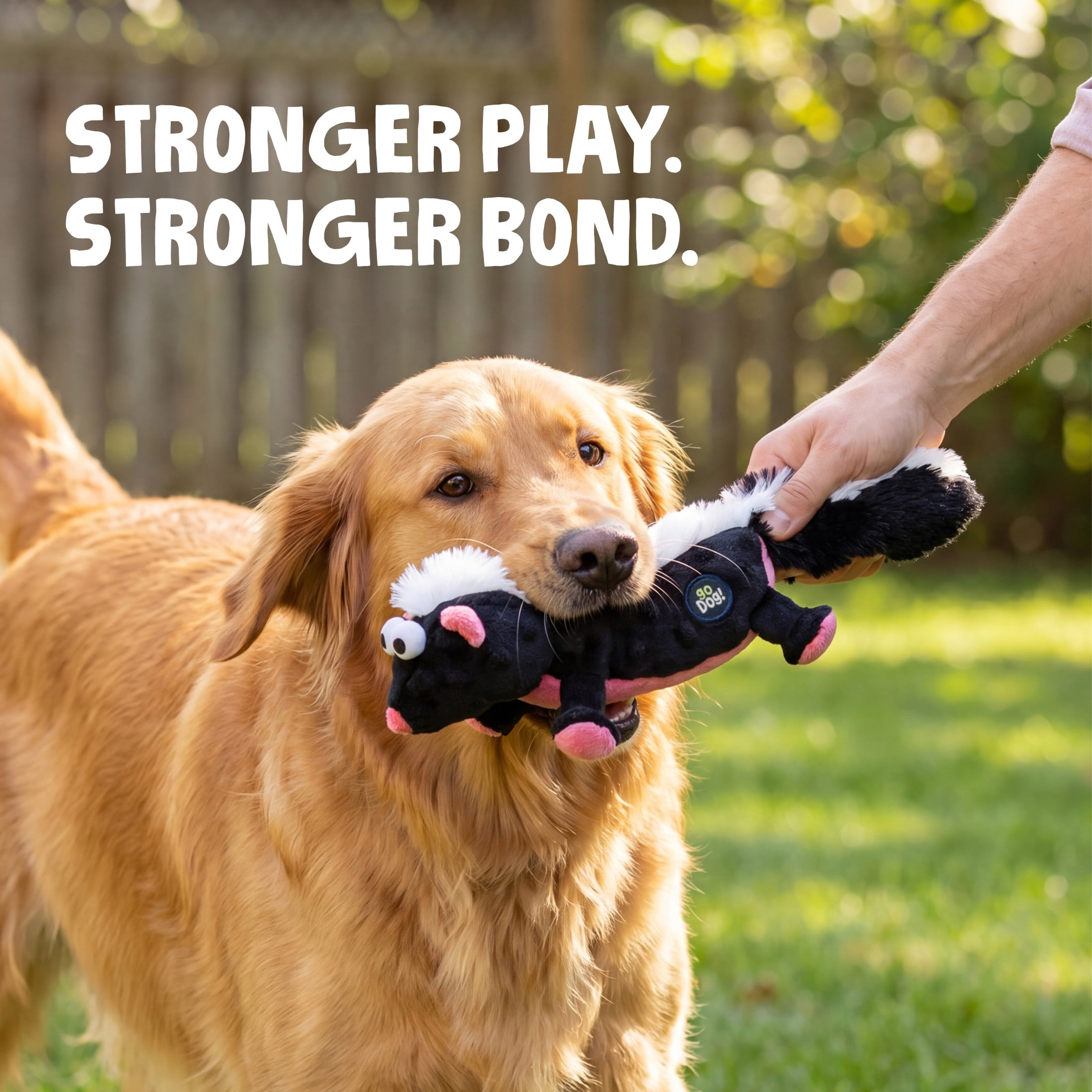 goDog Urban Wildlife Stella Skunk Squeaky Dog Toy, Plush with Chew Guard Technology, Medium