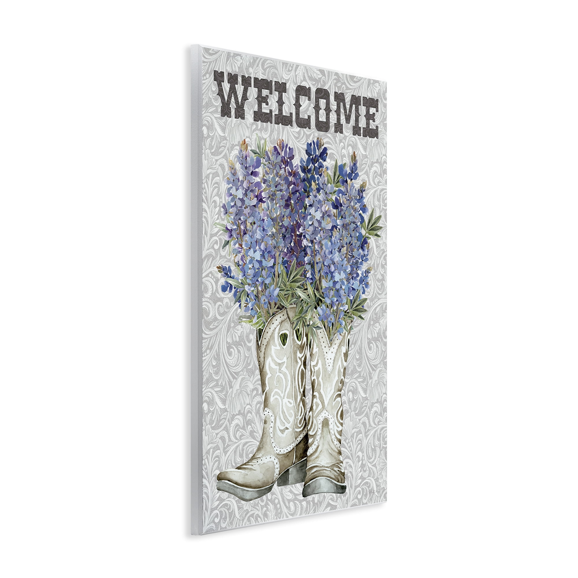 Stupell Industries Welcome Bluebonnet on Paisley Wall Plaque Art, design by Cindy Jacobs