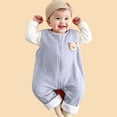 thumbnail image 2 of Favoffer Infant Baby Boy Girls Fleece-Lined Jumpsuit Sleeveless Full-Zip Romper One Piece Strap Overalls Smocked Clothes 0-3Y, 2 of 6